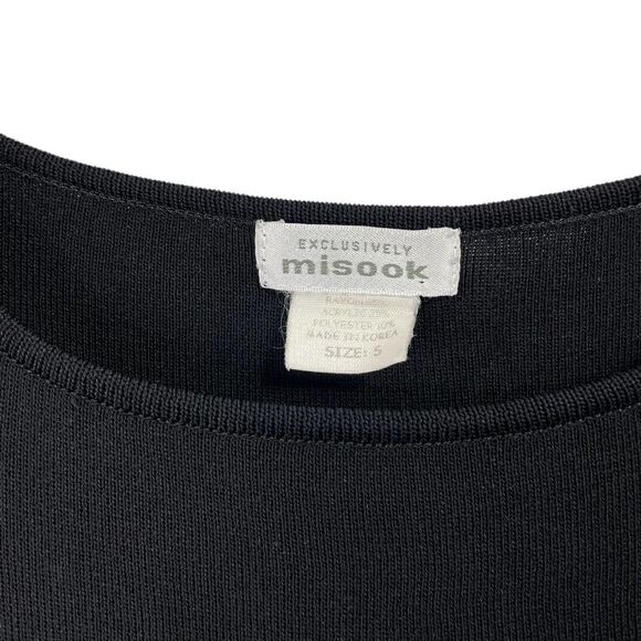 Misook black acrylic flare pleated sleeves top Sz S - Picture 3 of 7